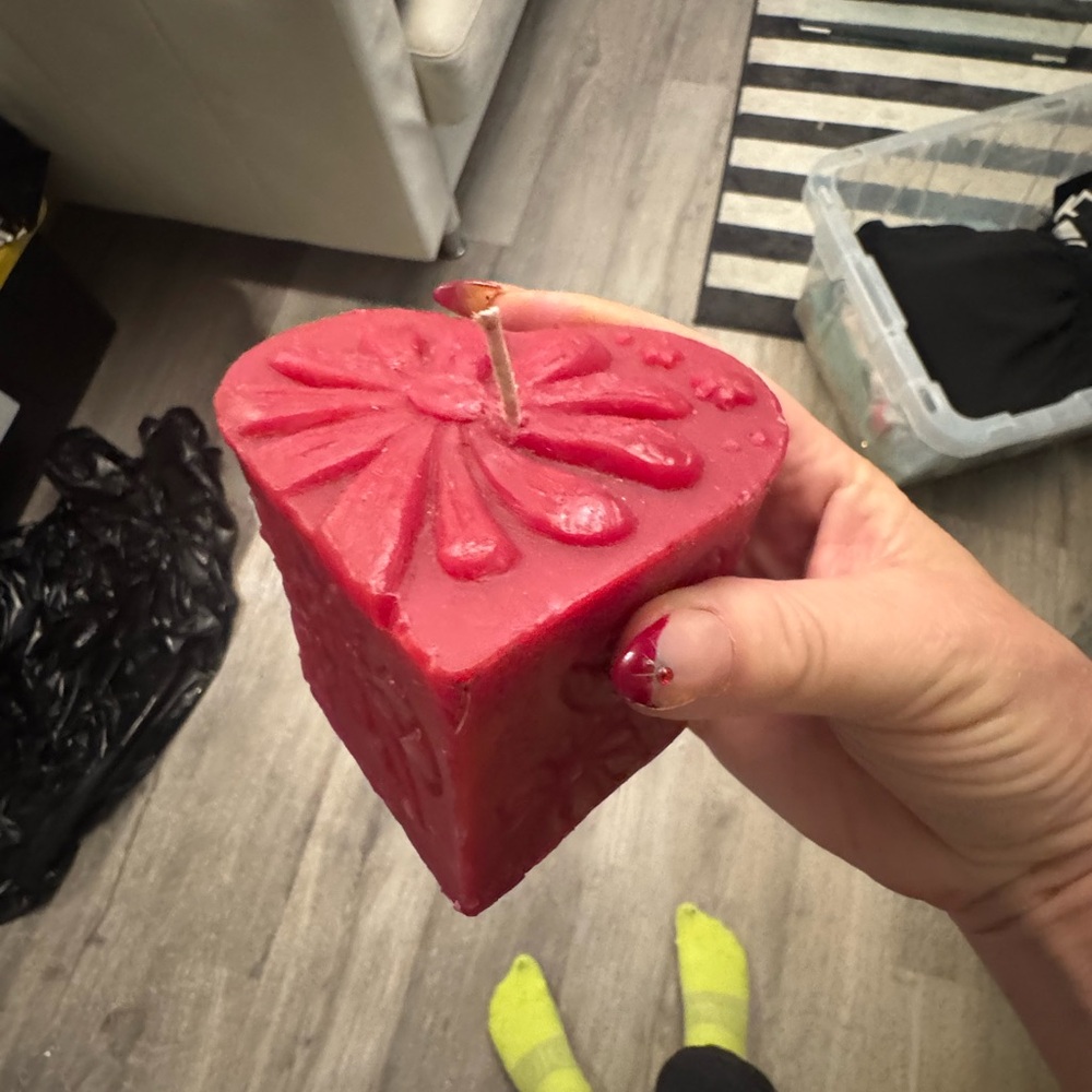 Red Heart-Shaped Candle